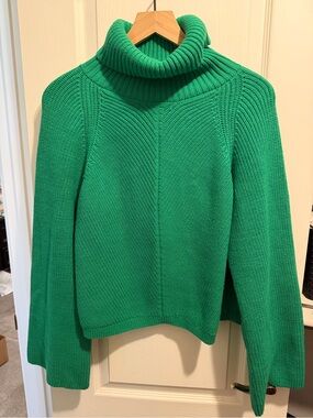 Anthropologie Maeve Bright Green Ribbed Turtleneck Sweater XL